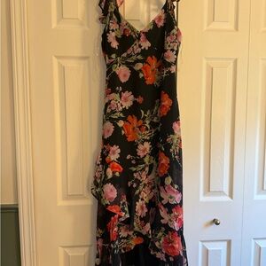 Speechless Black and Pink Floral High Low Dress